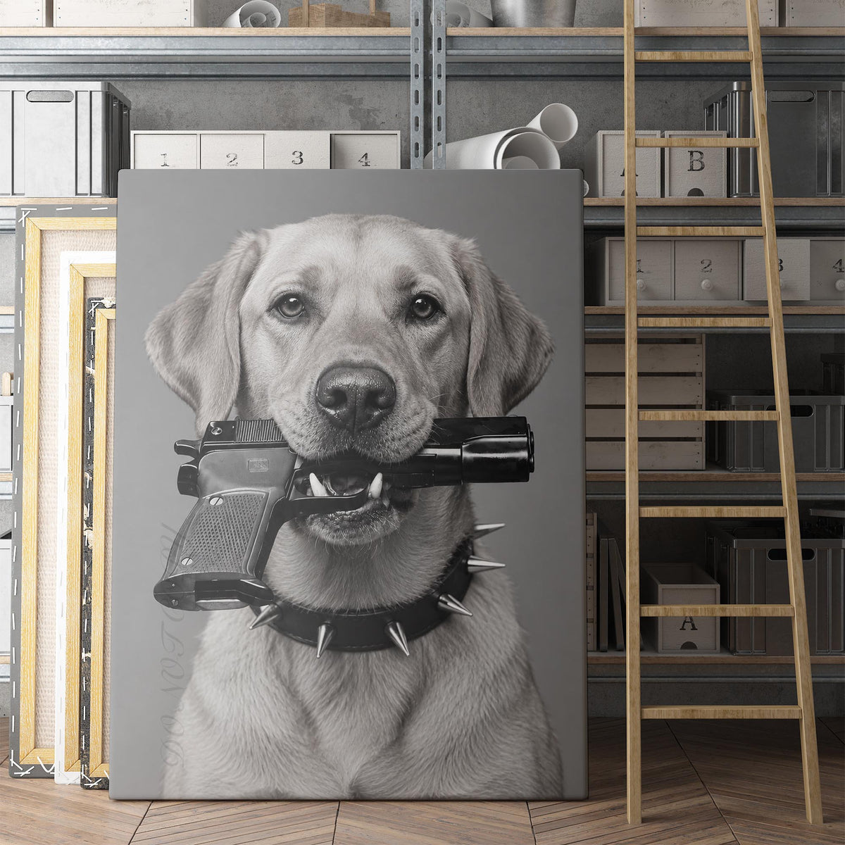 Yellow Labrador Gun In Mouth