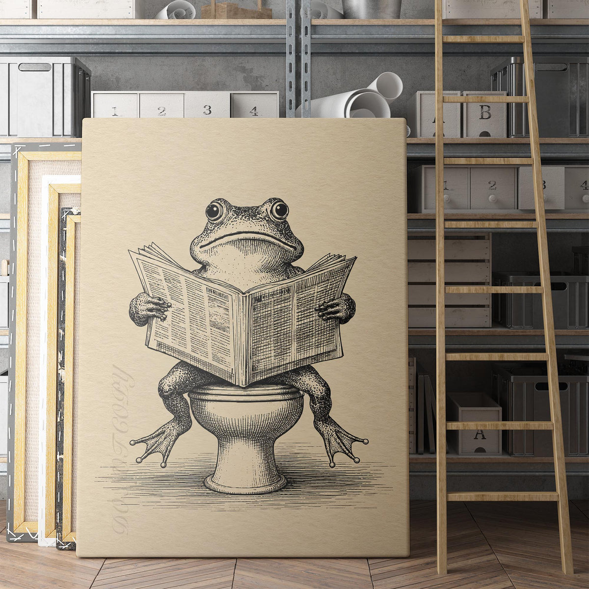 Frog On The Toilet Reading The Newspaper