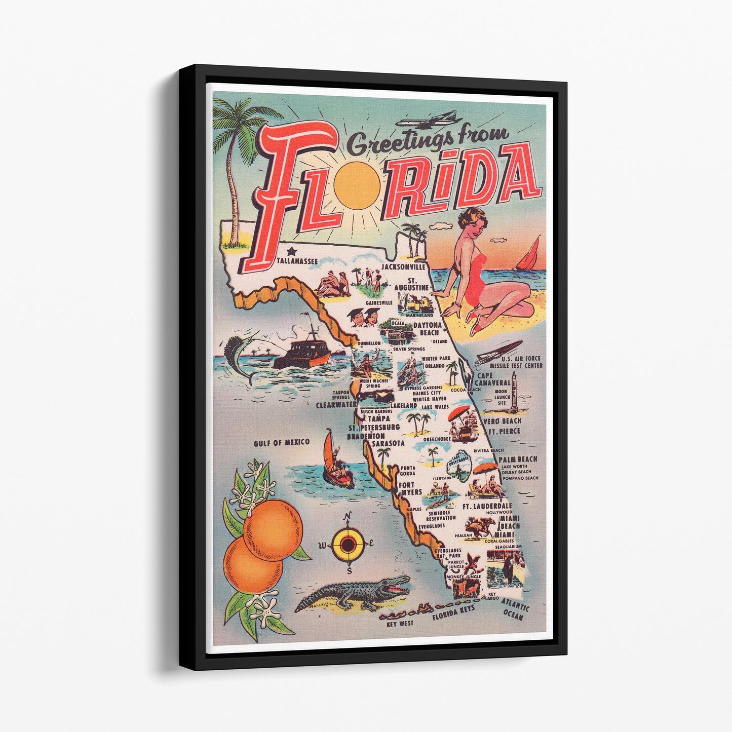 Greetings from Florida Vintage Travel Poster