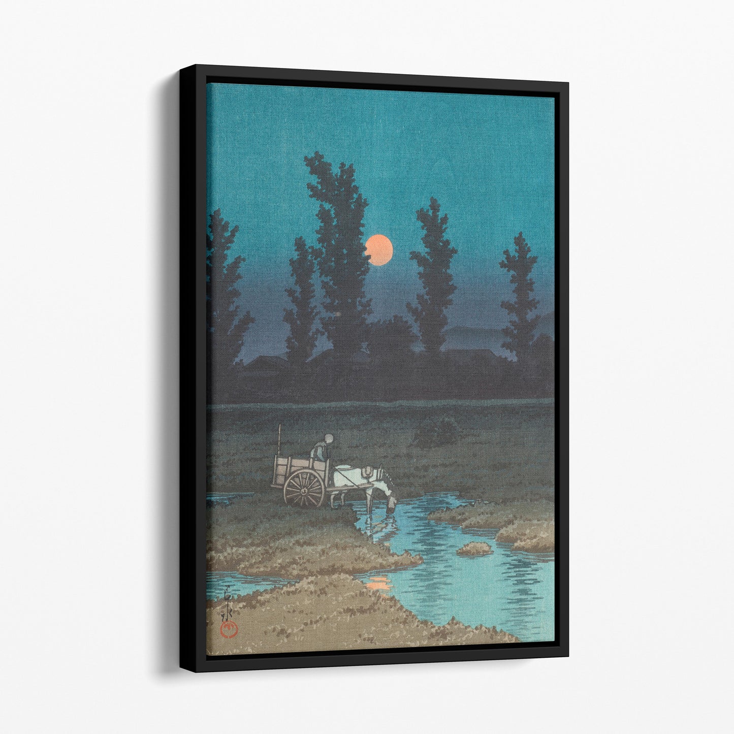 Evening Moon at Nakanoshima, Sapporo (1933) - Kawase Hasui