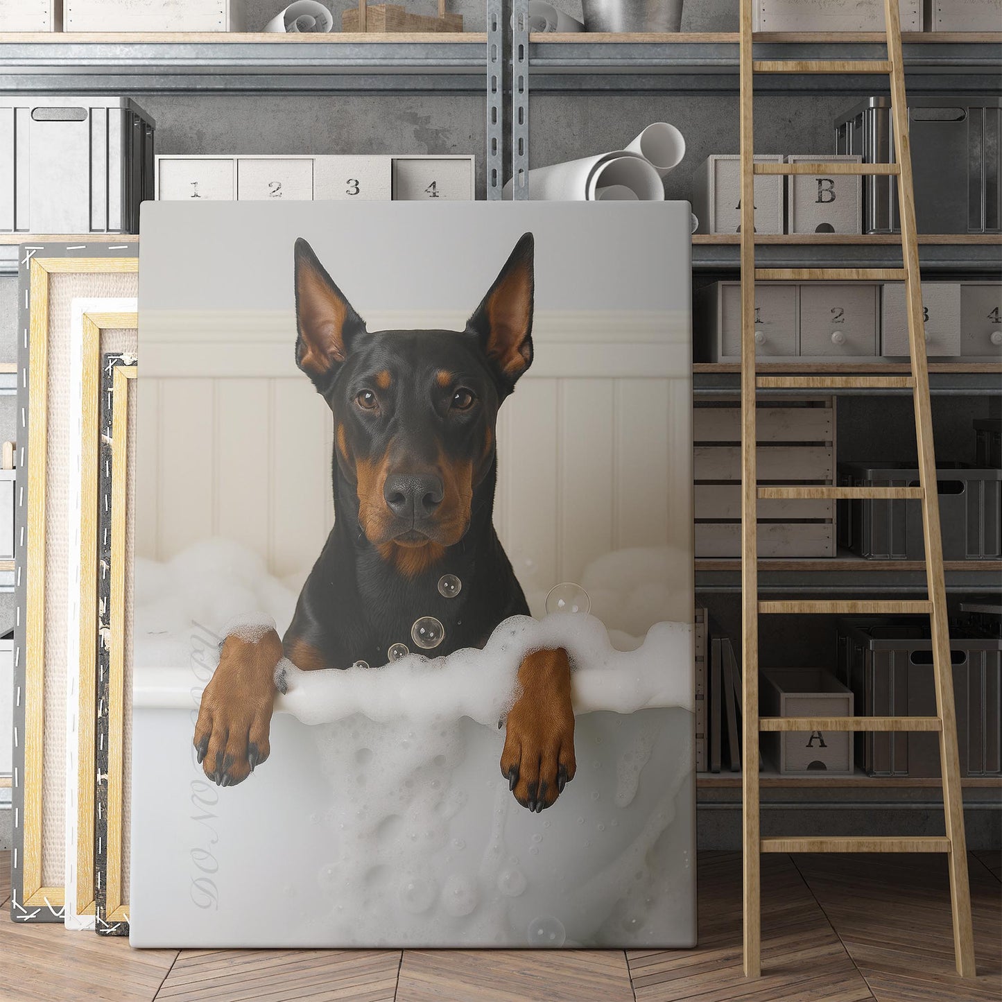 Doberman Dog Bubble Bath