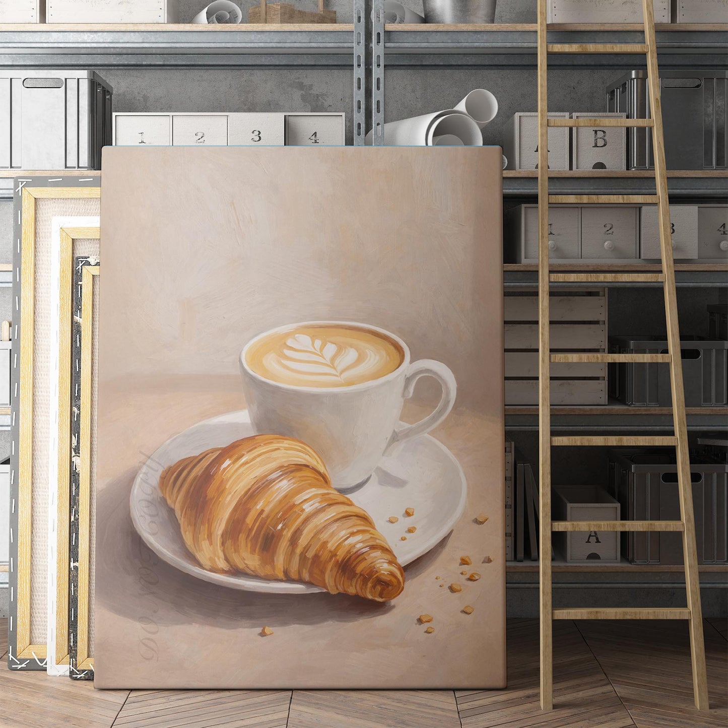 Latte Coffee and a Croissant