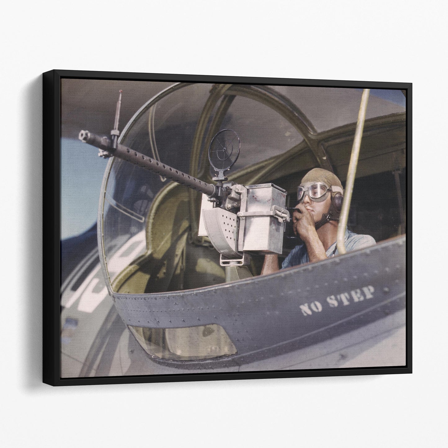 Aiming Machine Gun On American Warplane, World War Two