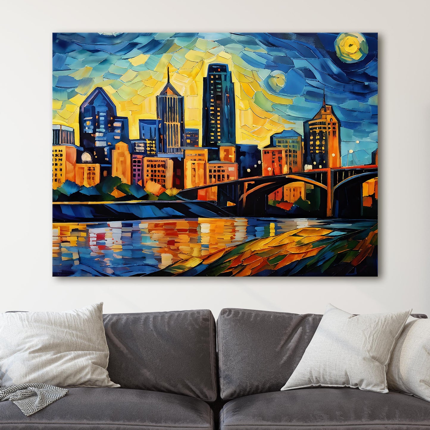 Cincinnati Skyline Van Gogh Starry Night