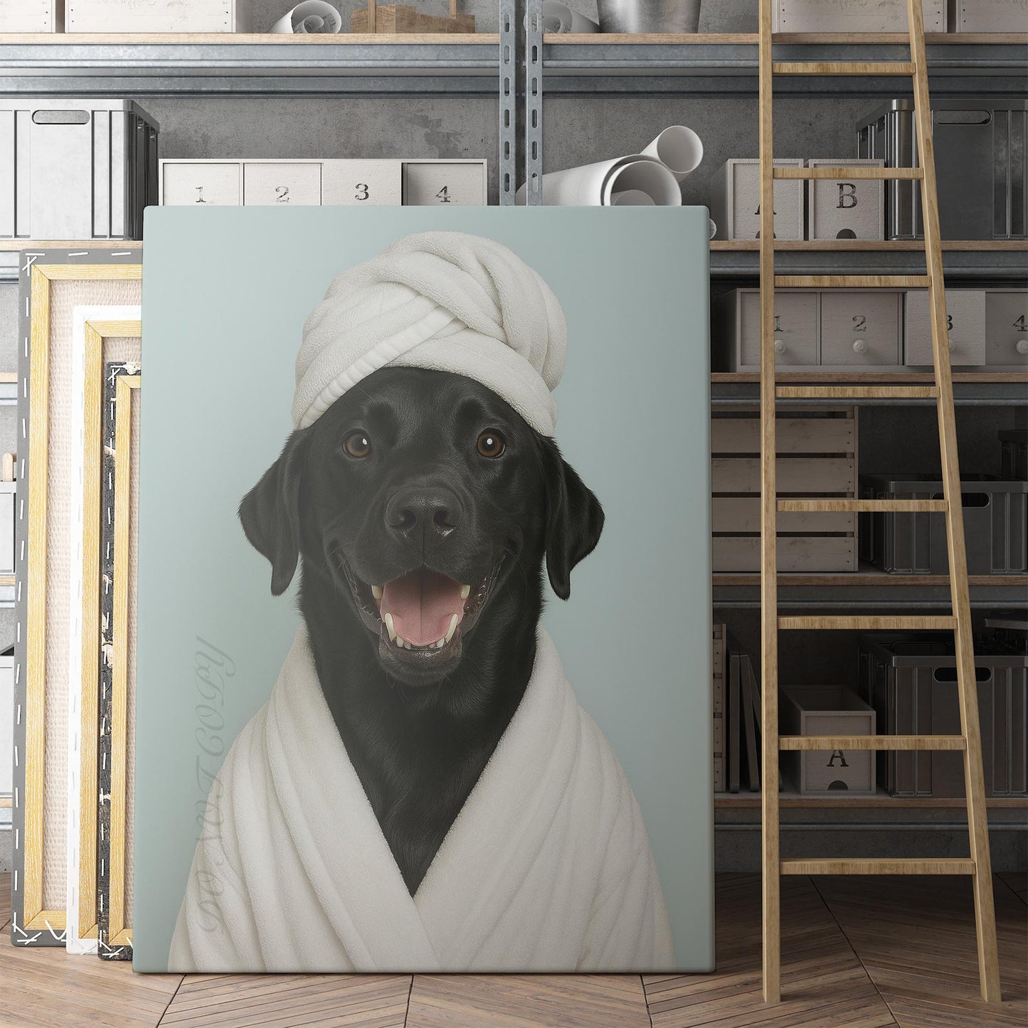 Black Labrador Dog Bath Towel