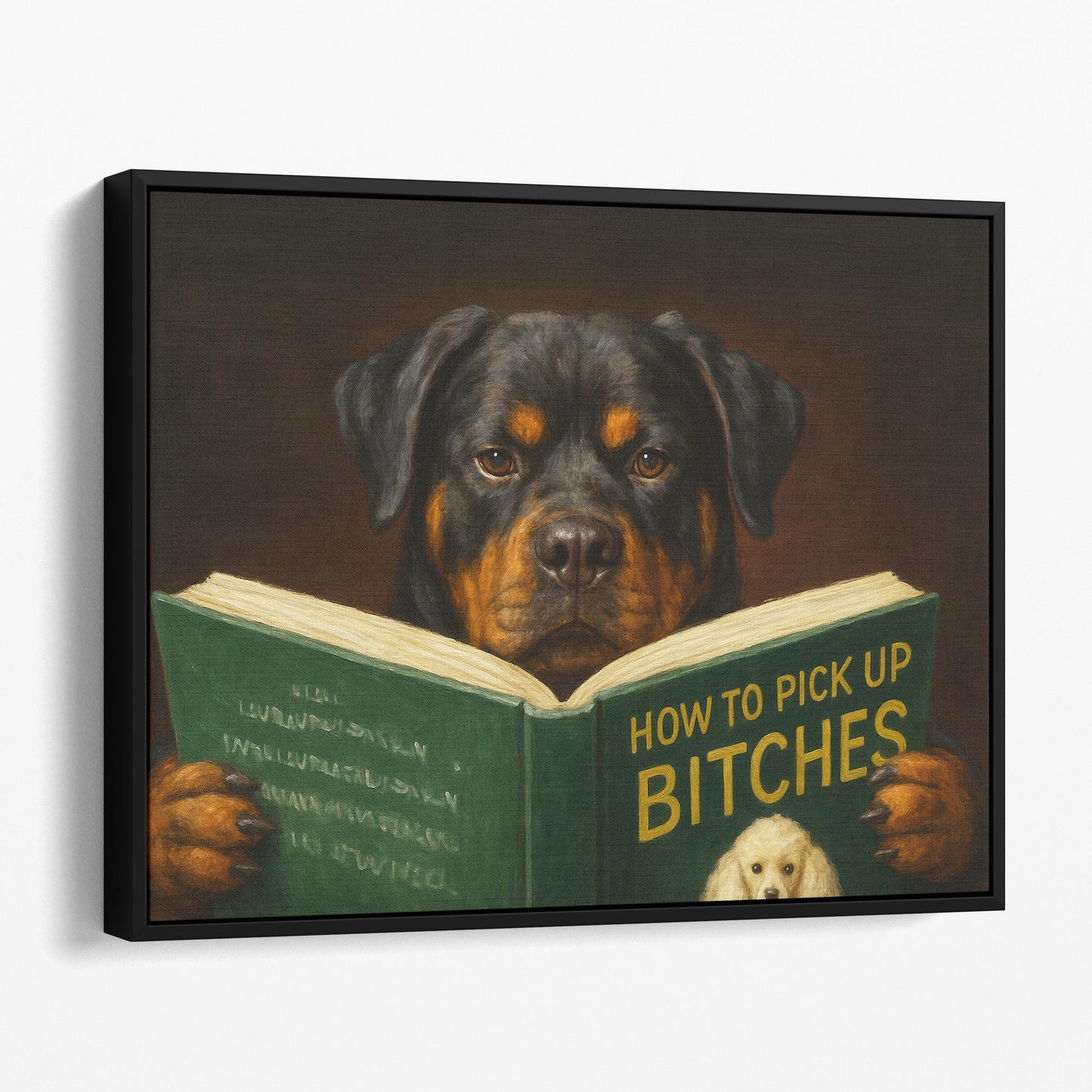 Rottweiler Dog Reading Dating Book
