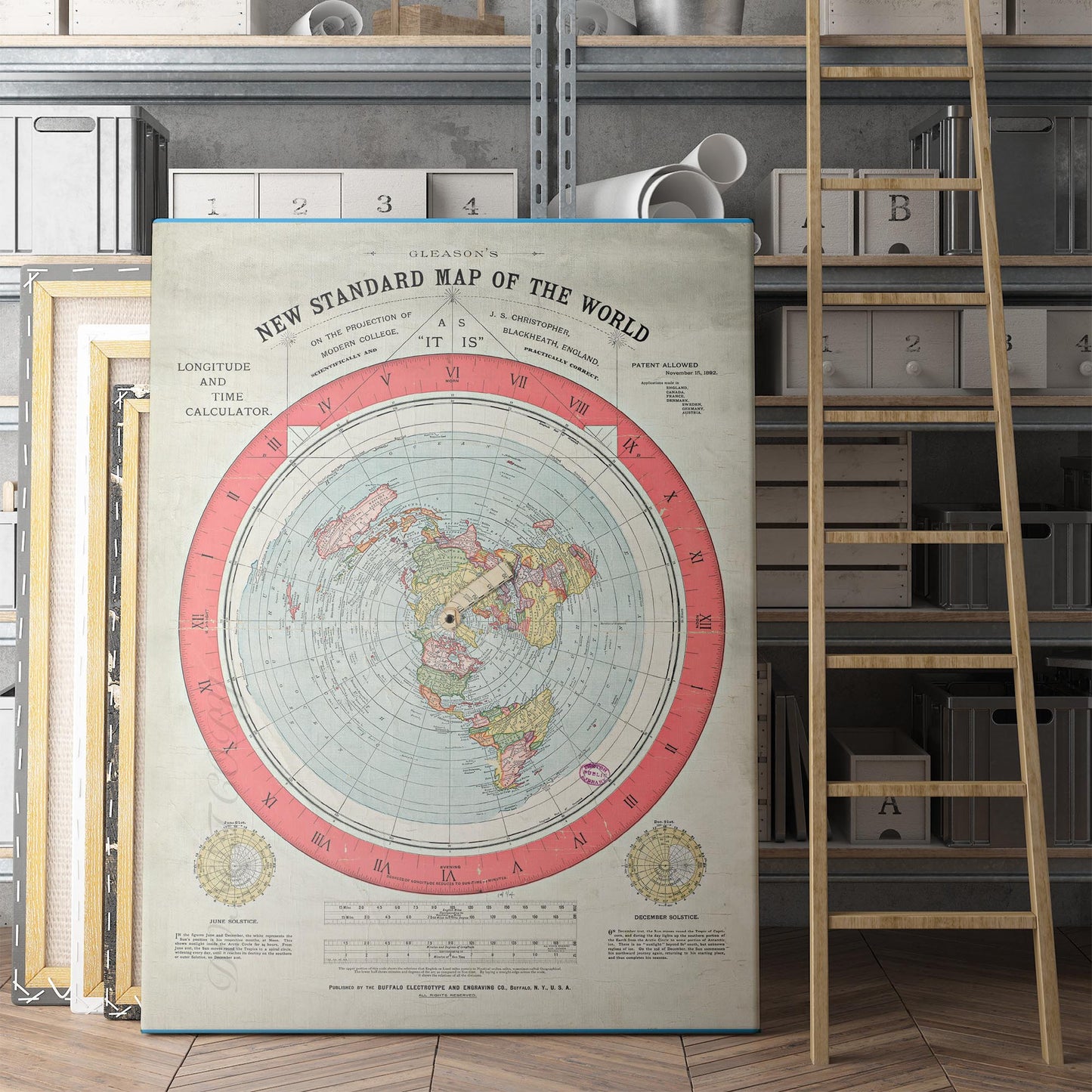 Flat Earth Map Alexander Gleason's New Standard Map Of The World 1892