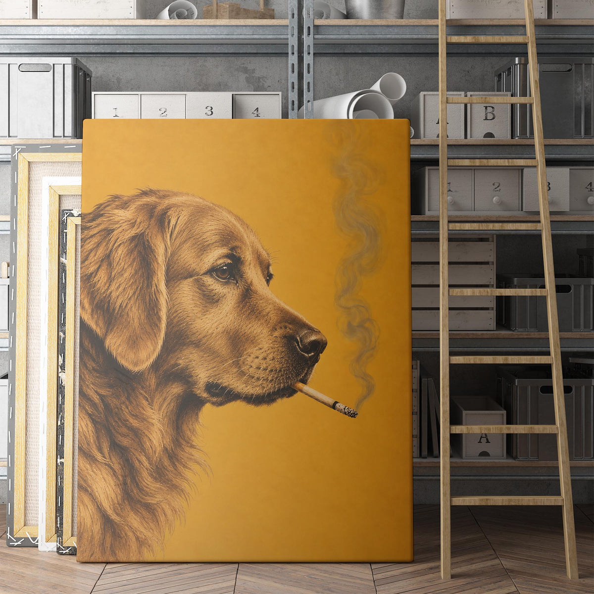 Golden Retriever Smoking A Cigarette