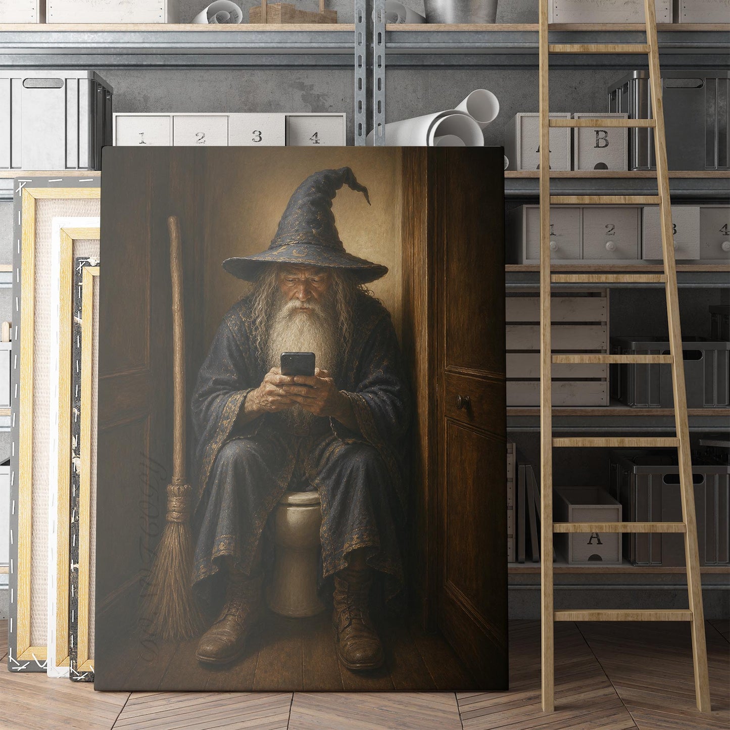 Wizard On The Phone On The Toilet