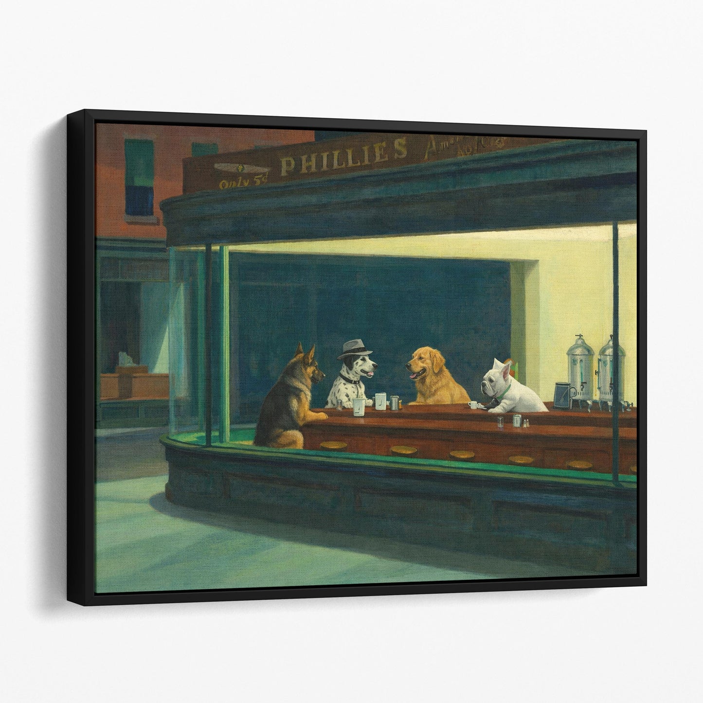 Nighthawks, Dog Edition (Edward Hopper)
