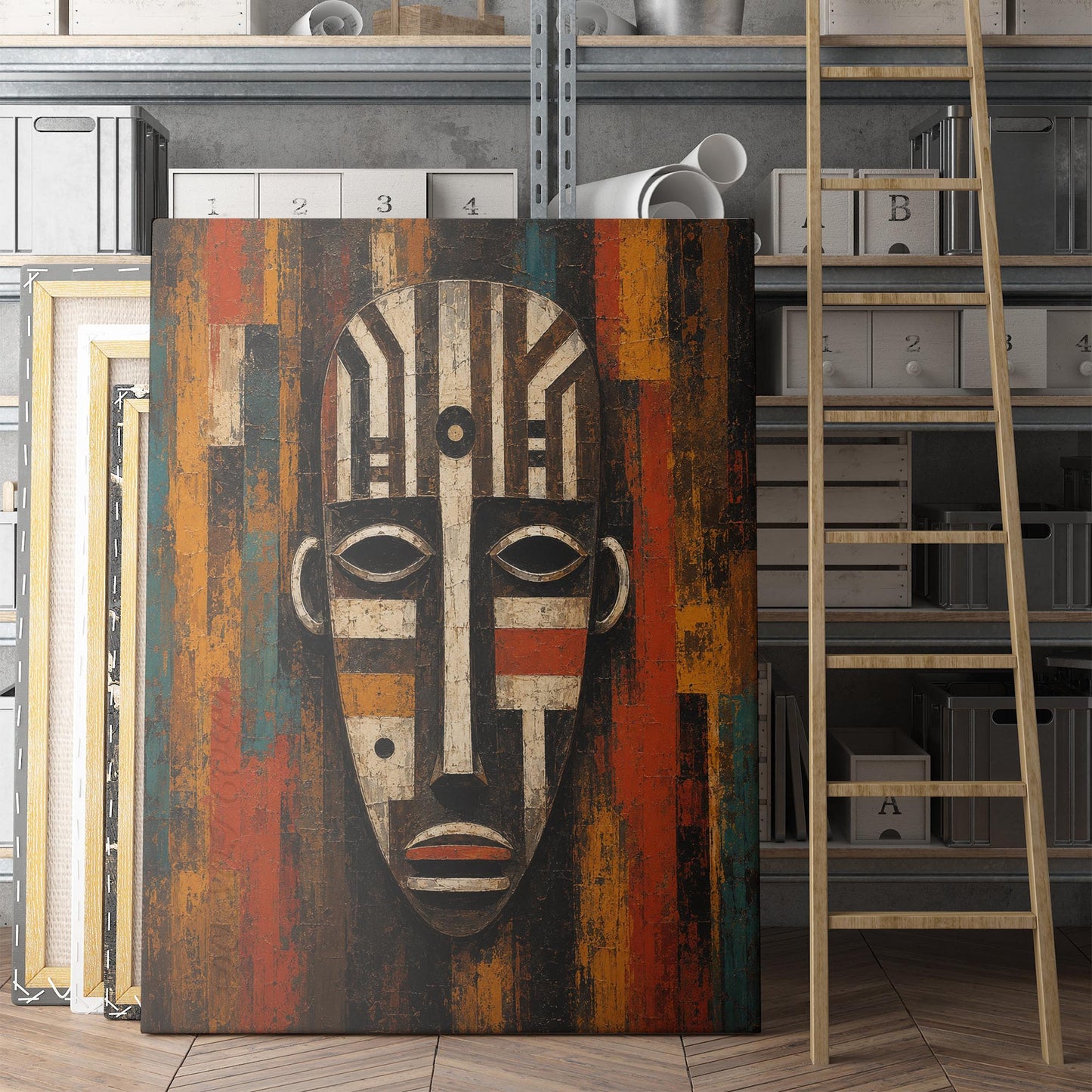Ember and Teal Guardian - African Mask