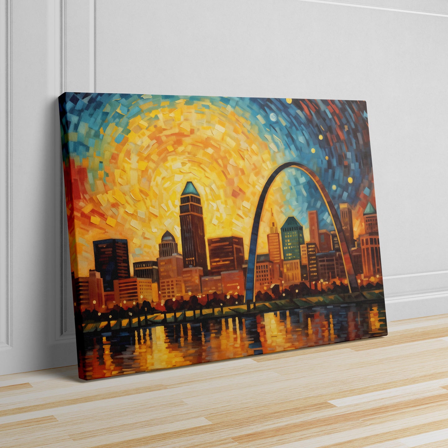 St Louis City Skyline as Van Gogh Starry Night