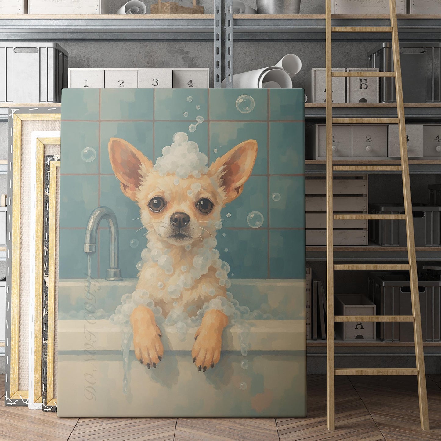 Chihuahua Dog Bathtub Bubble Bath