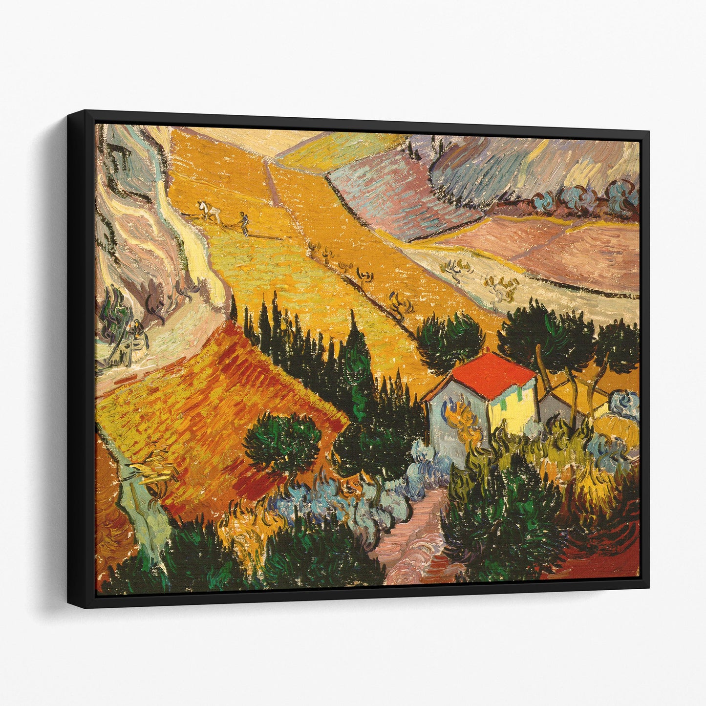 Landscape with House and Ploughman, 1889 by Van Gogh