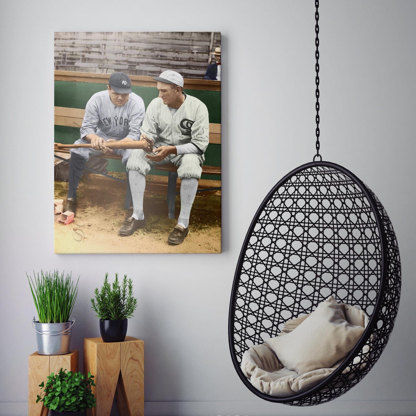 Babe Ruth with Shoeless Joe Jackson