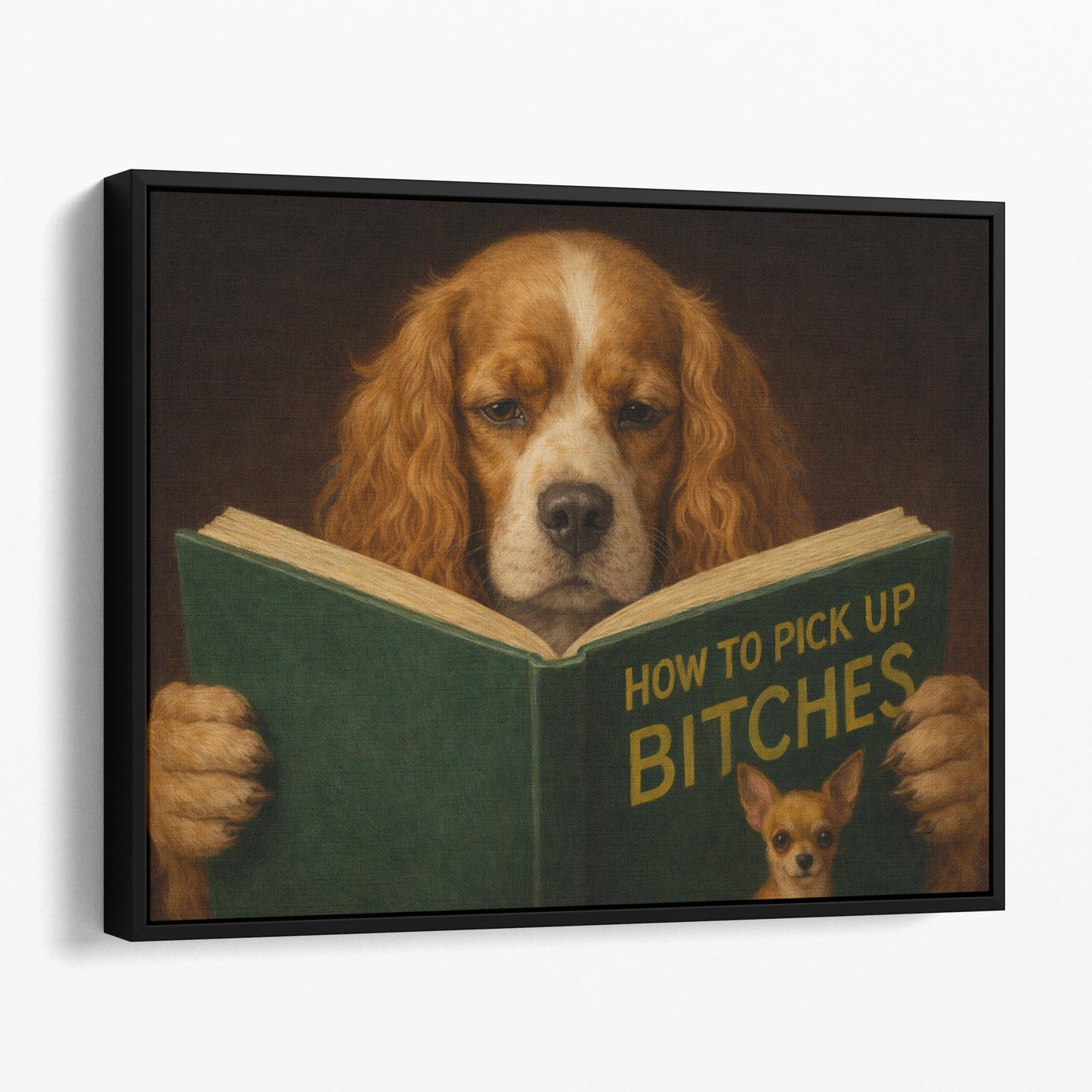 Cocker Spaniel Dog Reading Dating Book