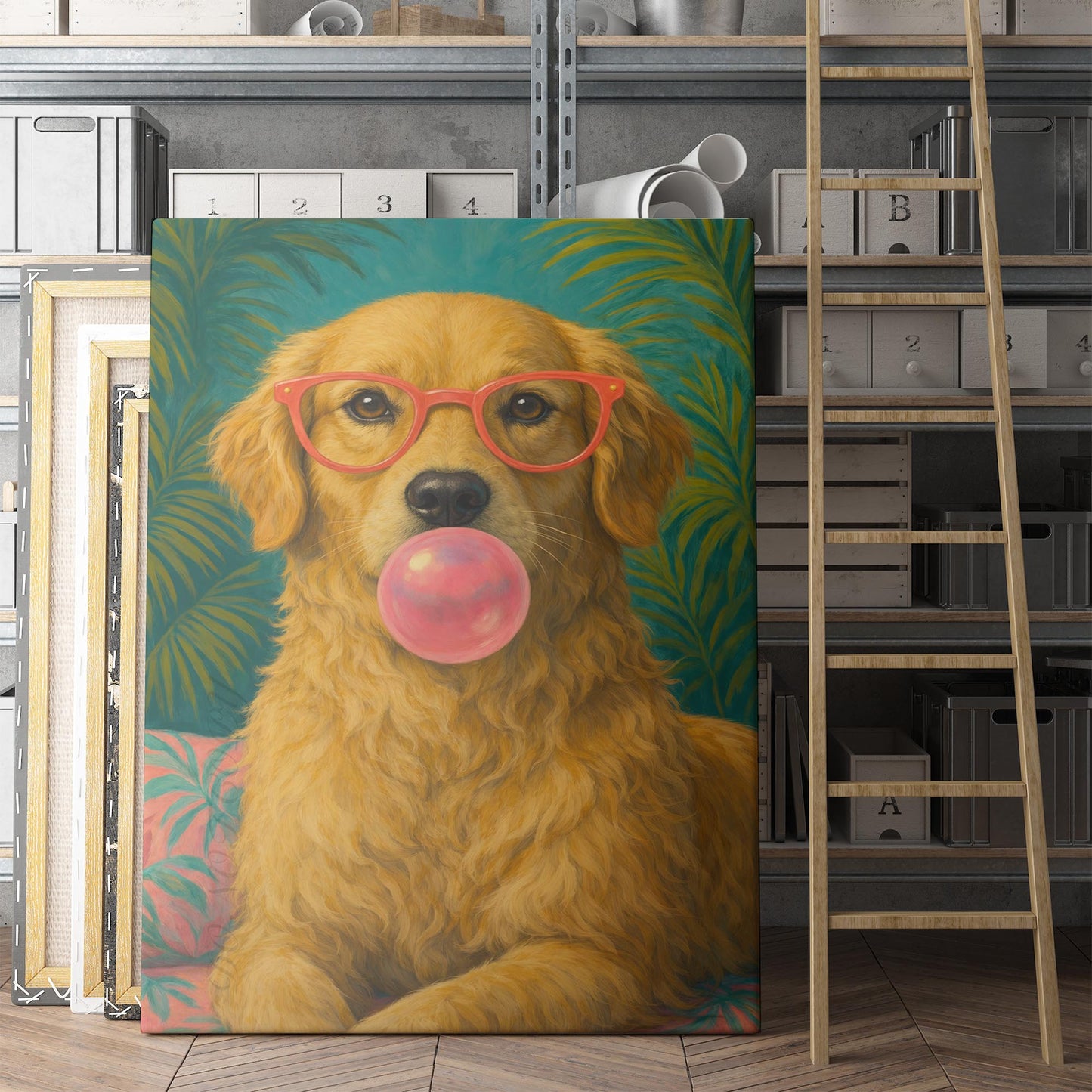 Golden Retriever Pink Sunglasses Bubble Gum