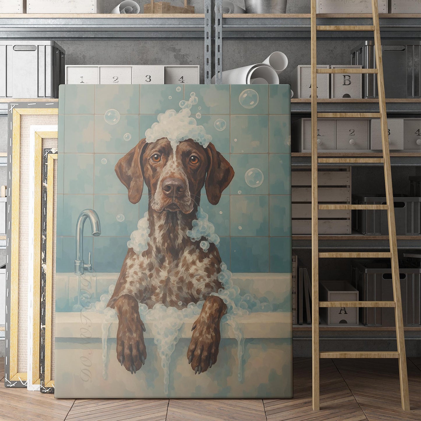 German Shorthaired Pointer Dog Bathtub Bubble Bath