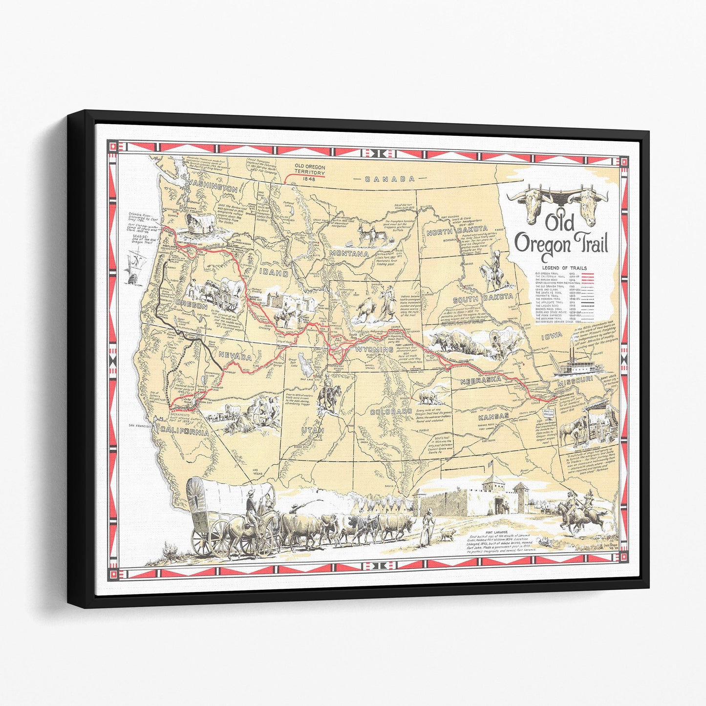 The Oregon Trail Vintage Map