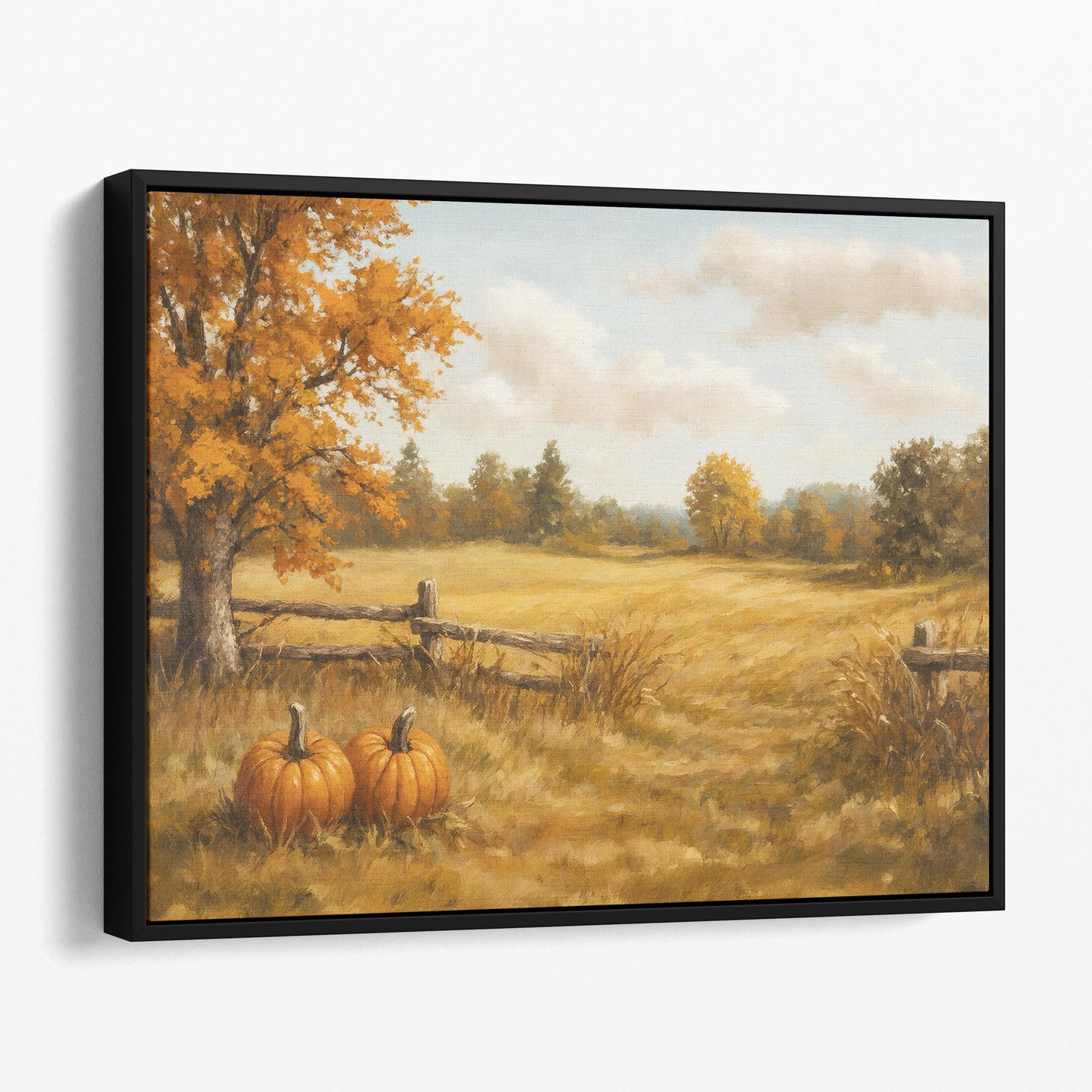 Rustic Autumn Landscape Pumpkin Field