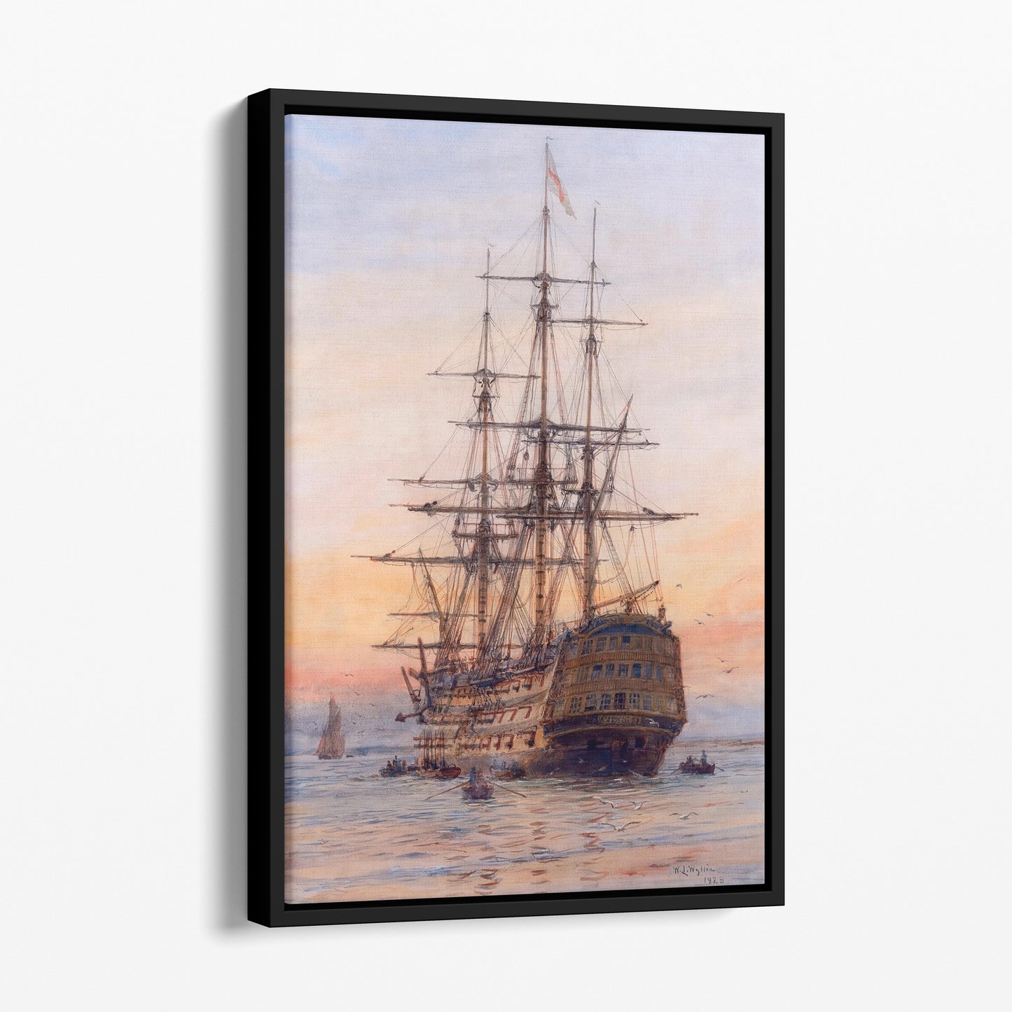 HMS Victory at Sunset Painting by William Lionel Wyllie