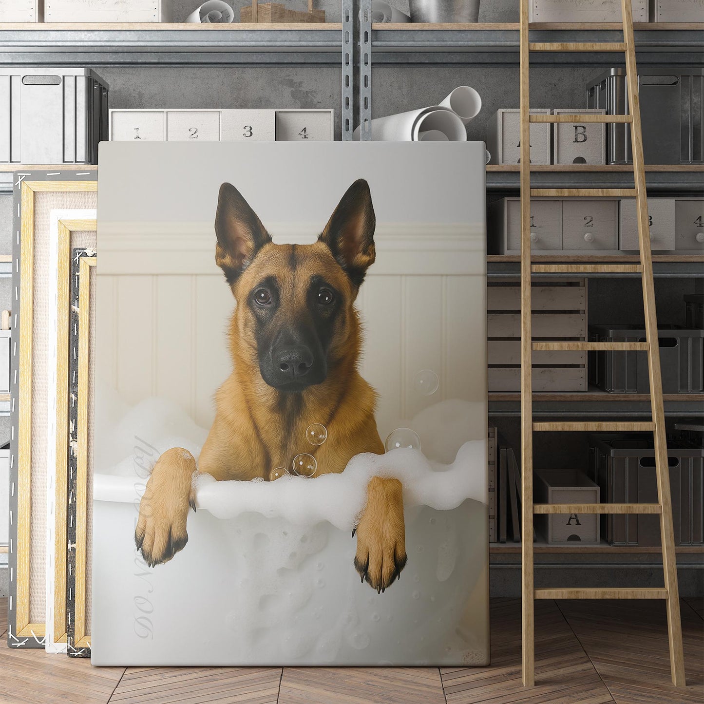 Belgian Malinois Dog Bubble Bath