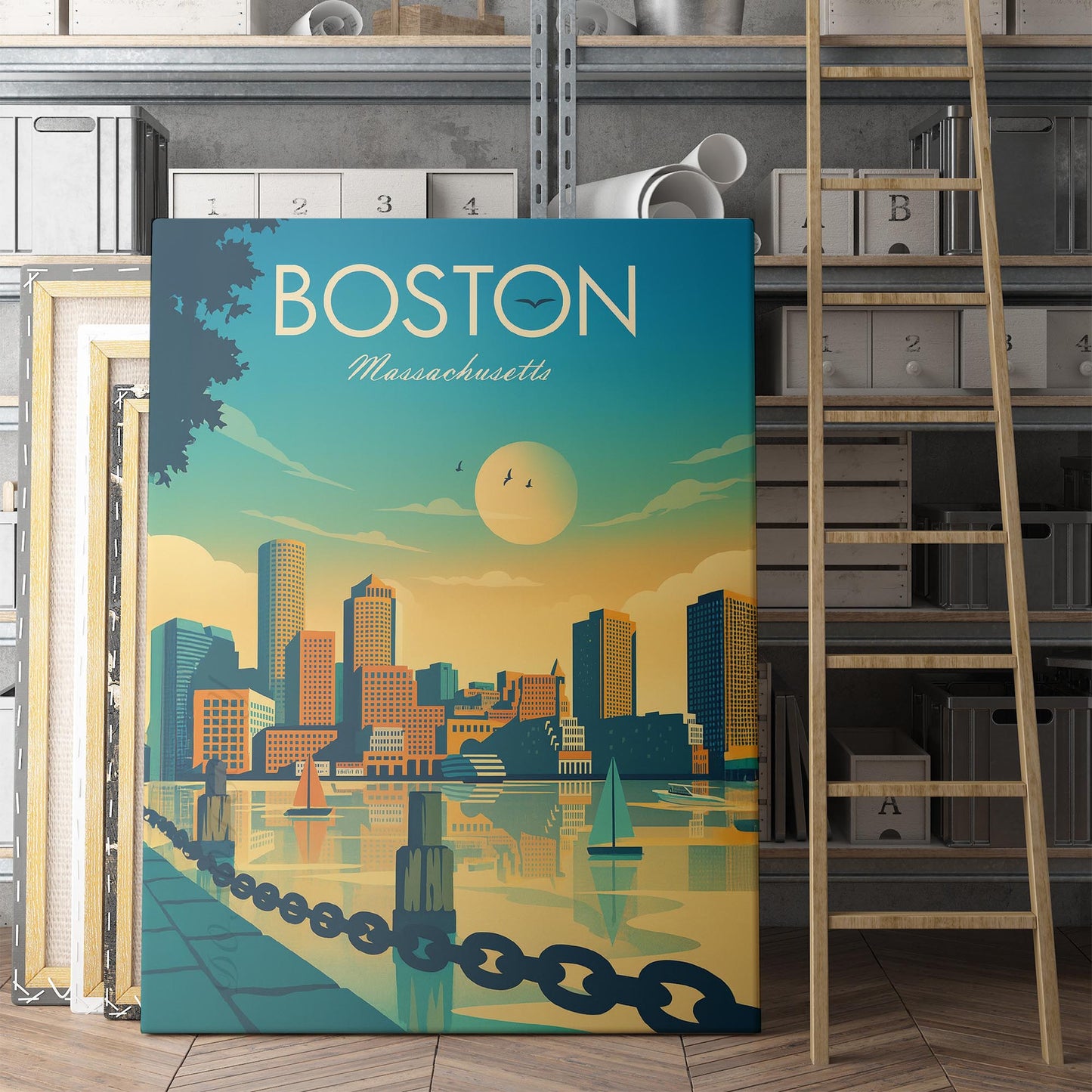 Boston Massachusetts Vintage Travel Poster