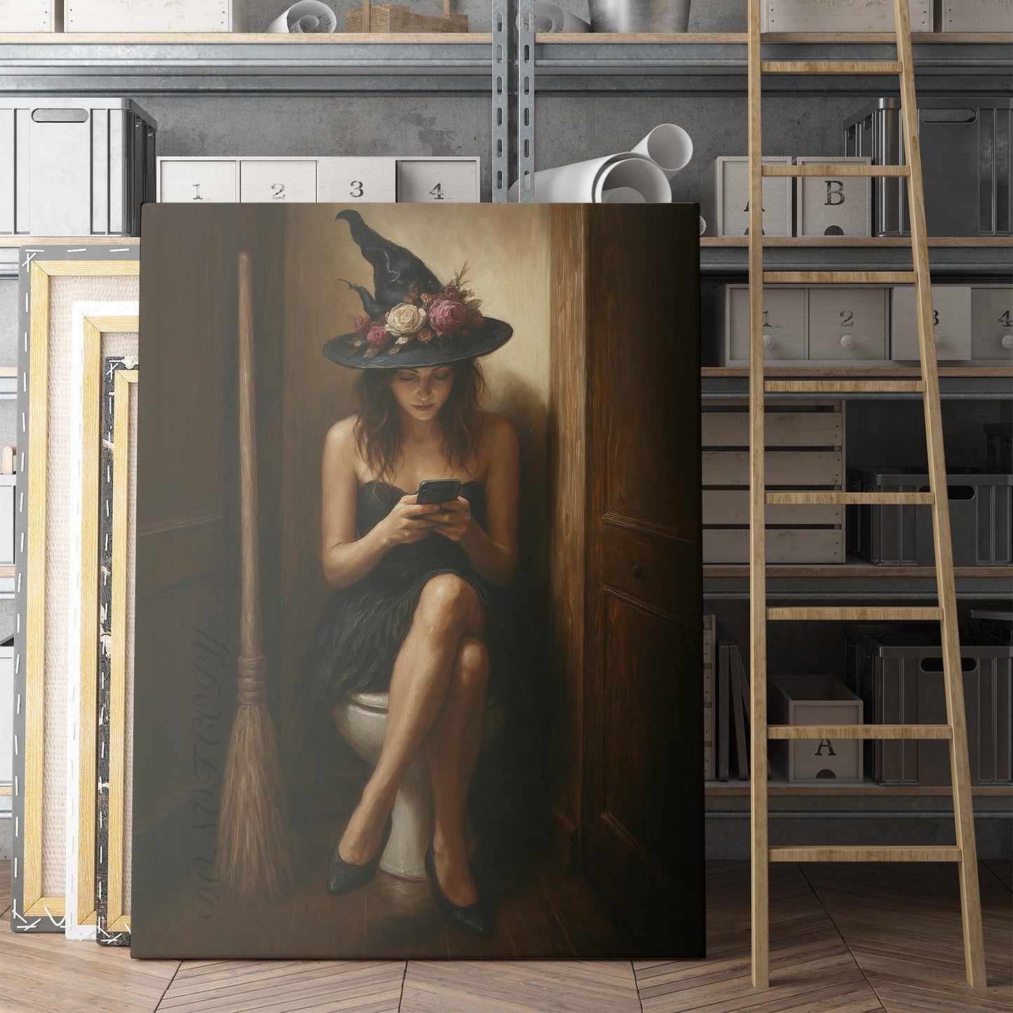 Witch On The Phone On The Toilet