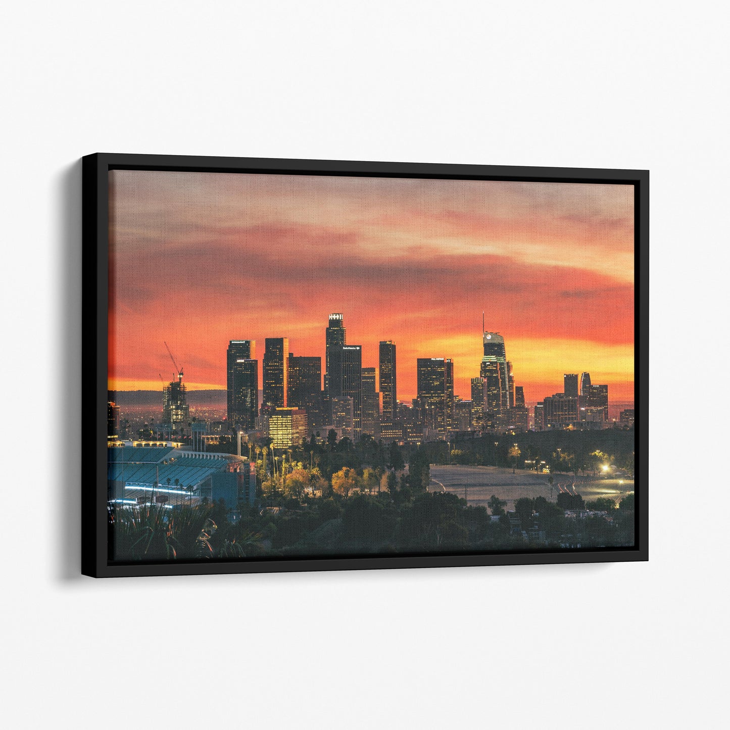 Los Angeles Downtown Sunset with Dodger Stadium