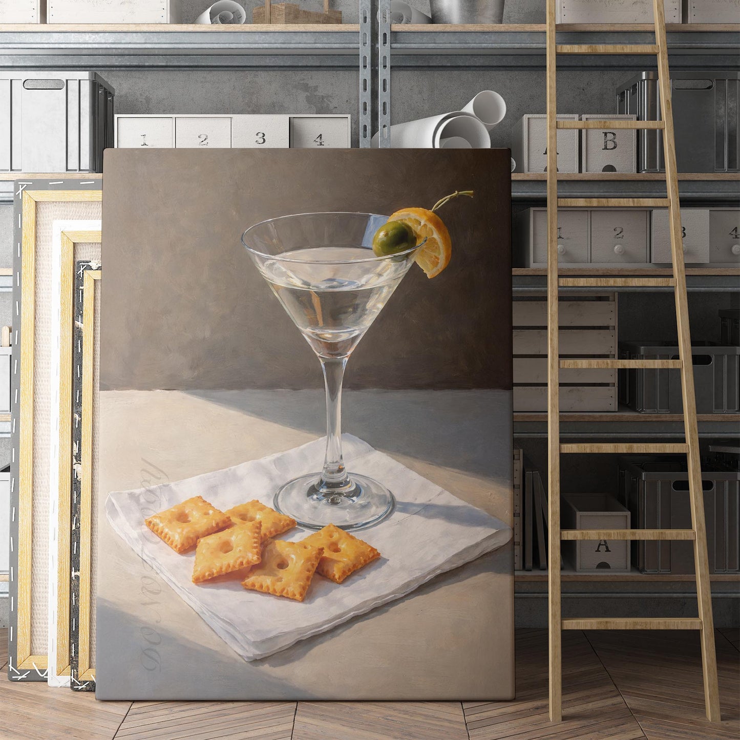 Martini with Cheese Snacks