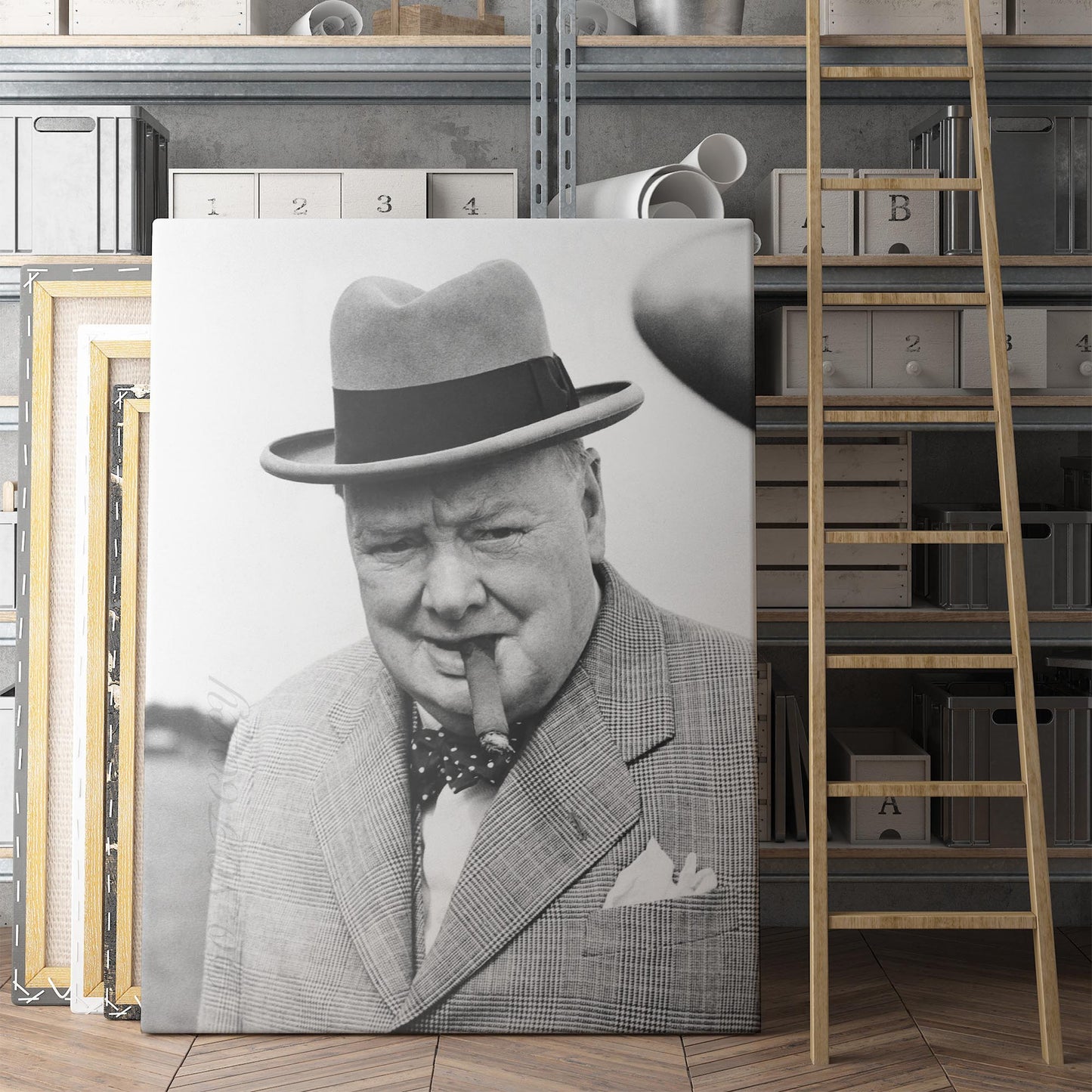 Winston Churchill Smoking A Cigar
