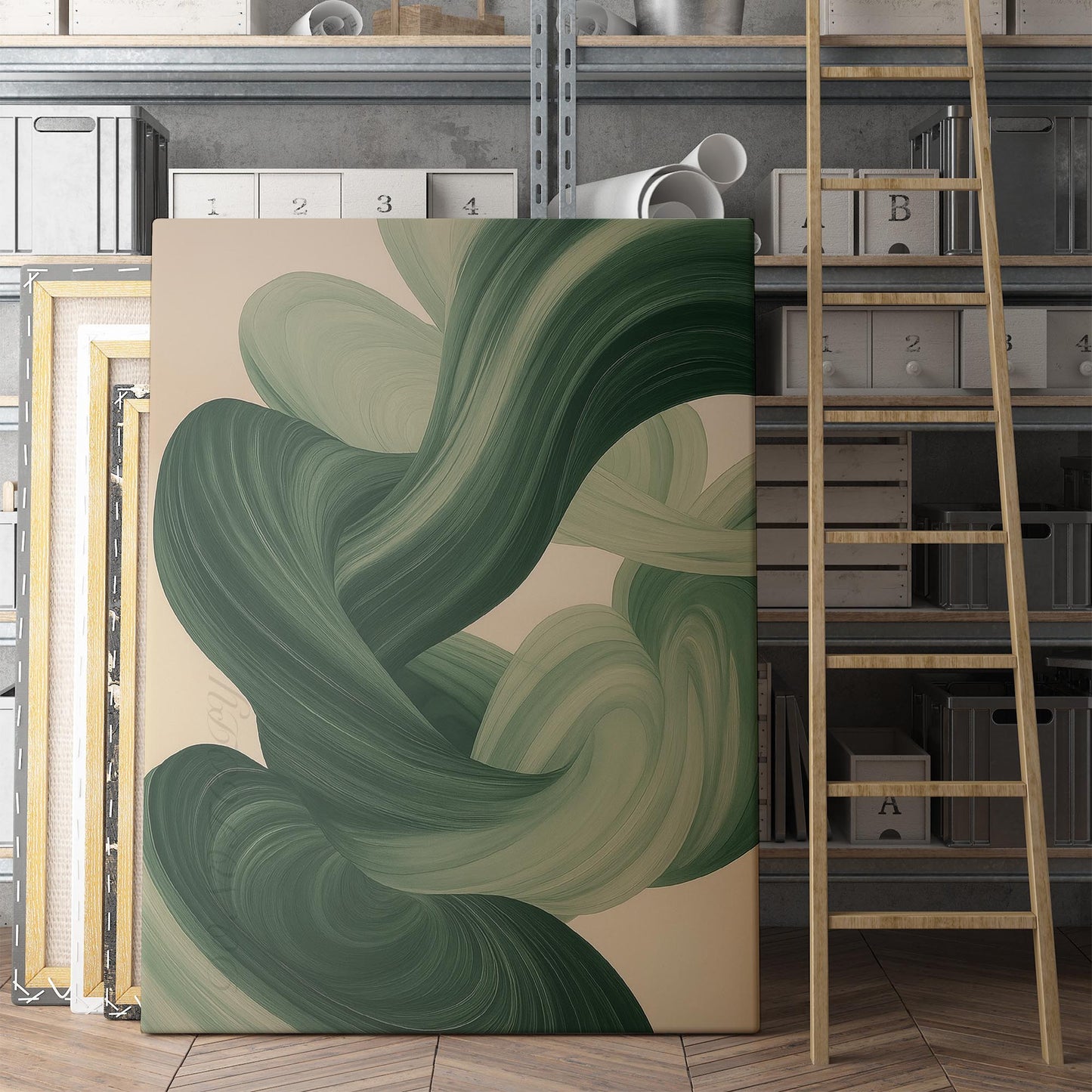 Green Swirls Abstract