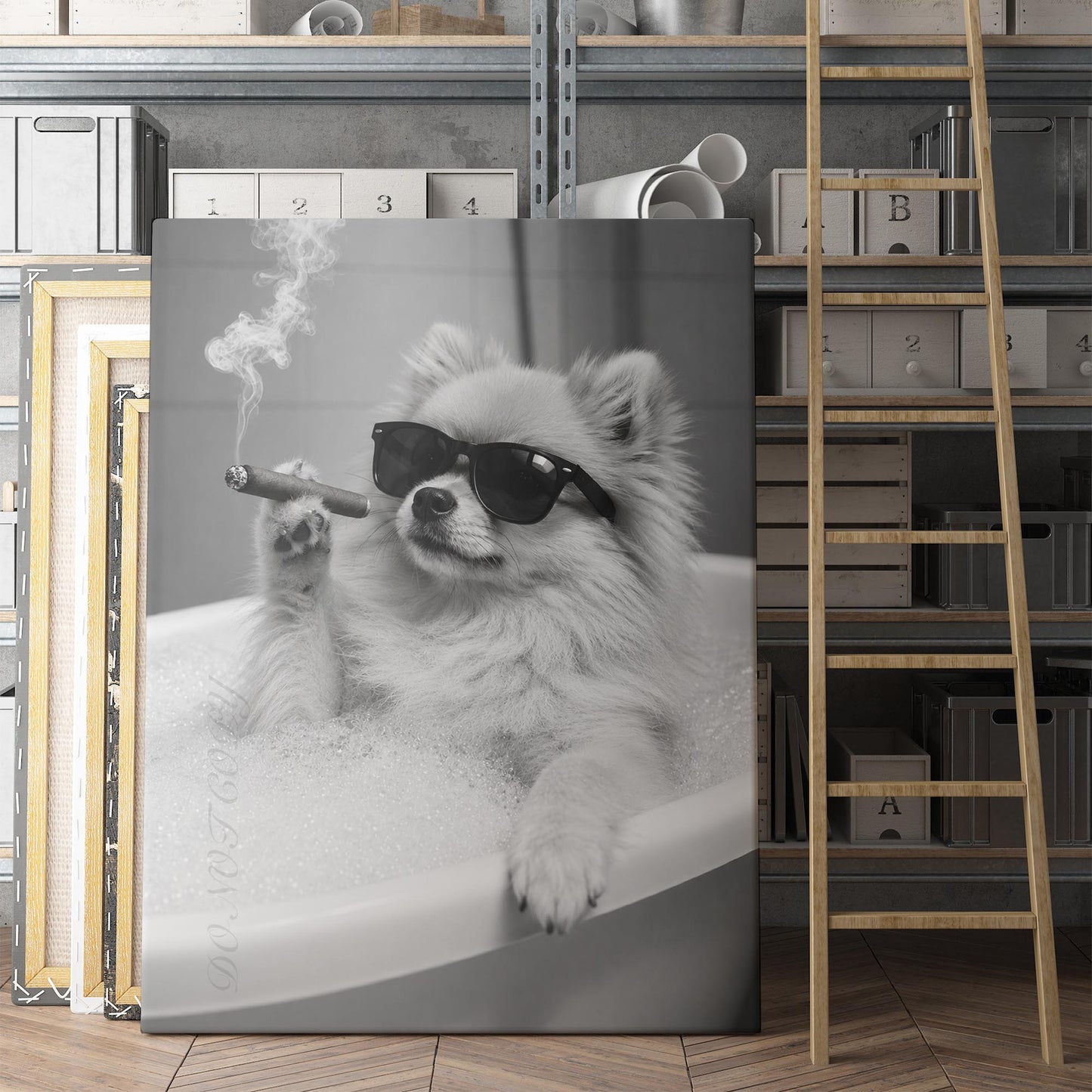 Pomeranian Dog Bathtub Cigar