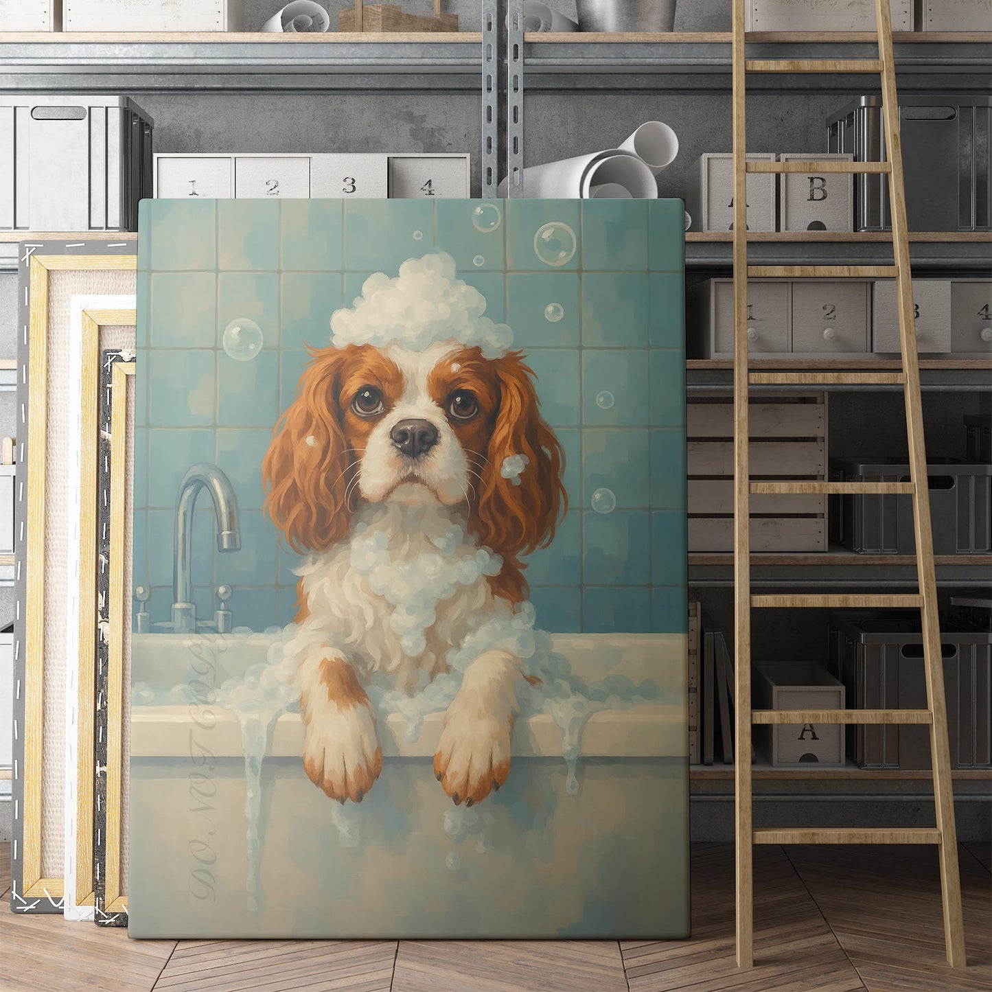 Cavalier King Charles Dog Bathtub Bubble Bath