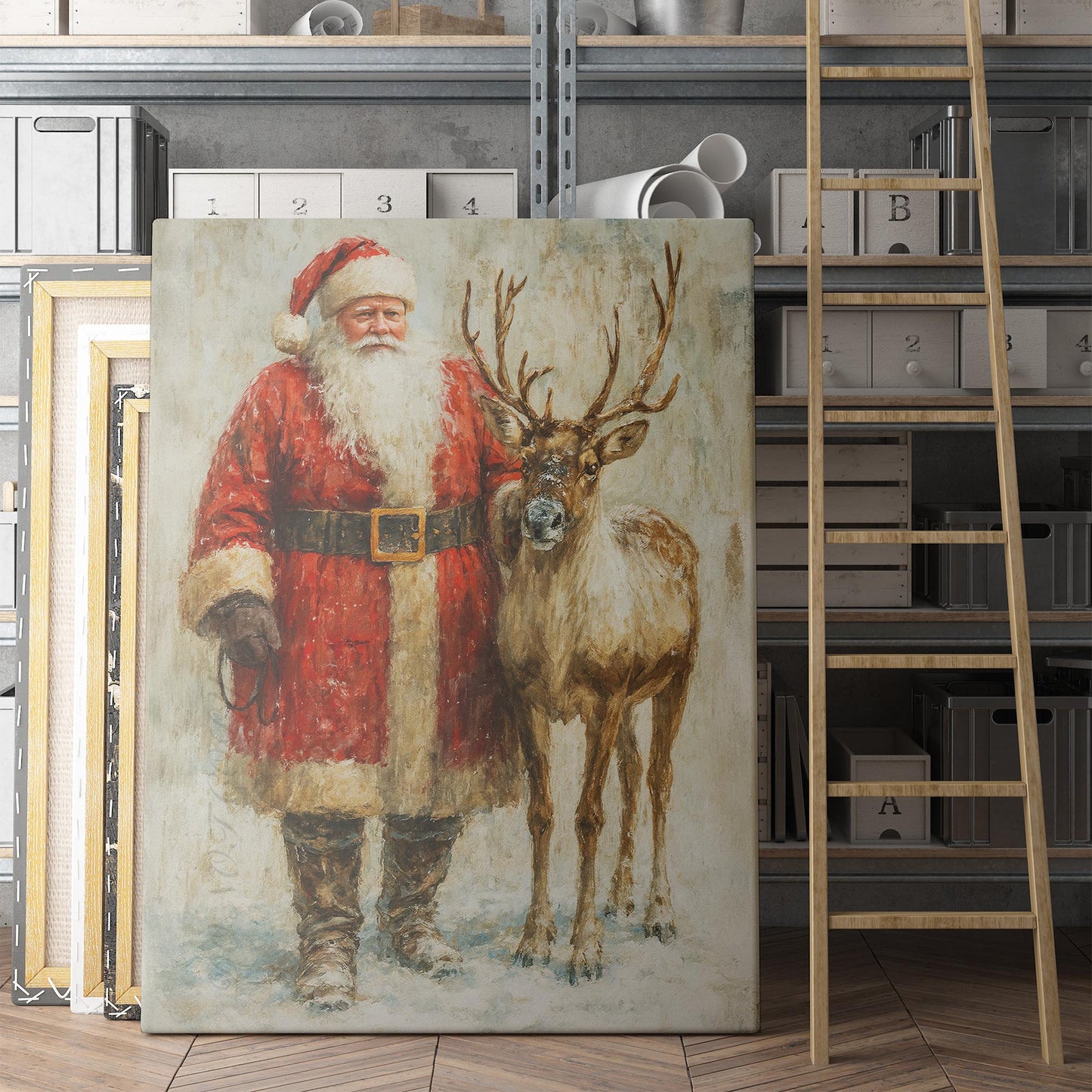 Santa Claus With Reindeer