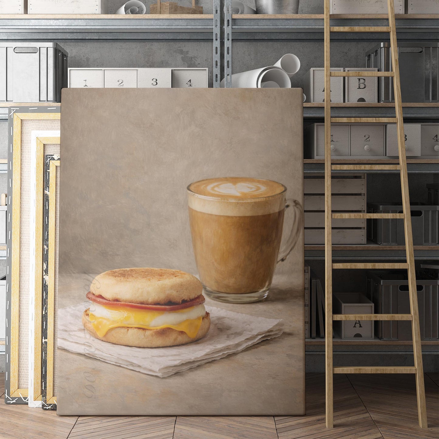 Egg Sandwich with a Coffee