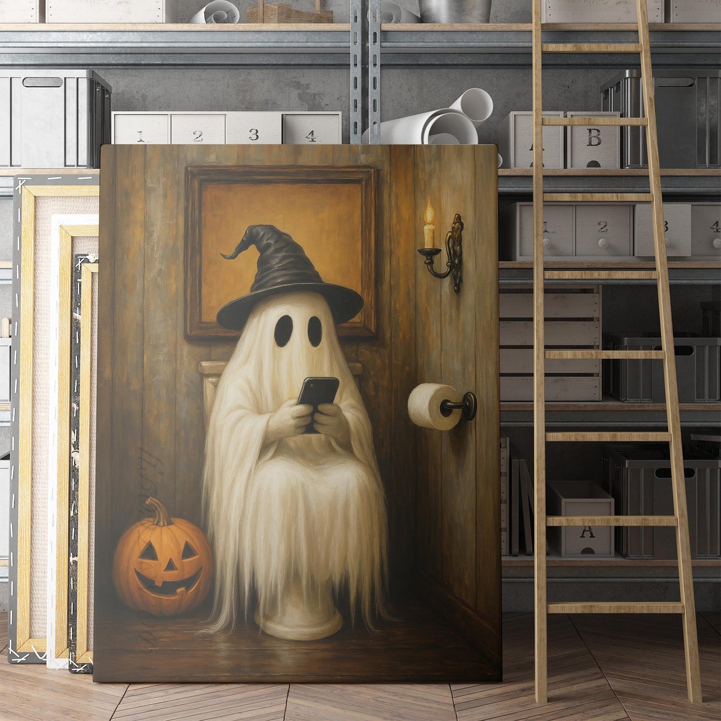 Ghost On The Phone On The Toilet