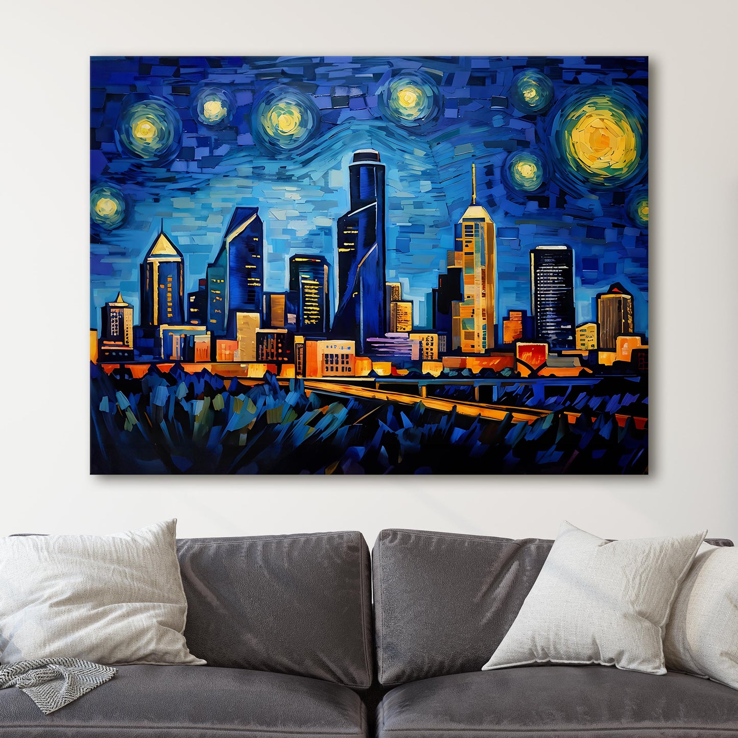 Dallas Skyline Van Gogh Starry Night