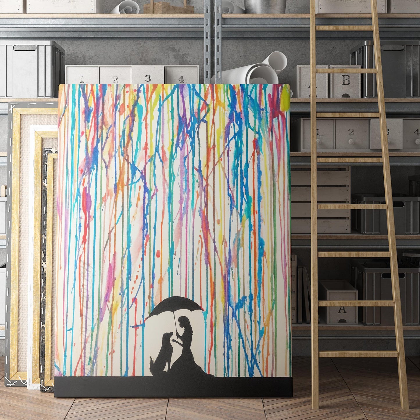 Colored Rain Dog Banksy Graffiti