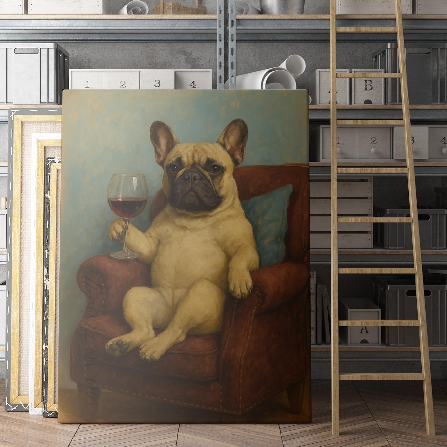 French Bulldog With A Glass Of Wine