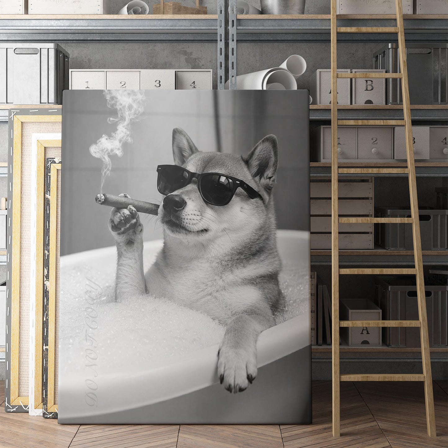 Shiba Inu Dog Bathtub Cigar