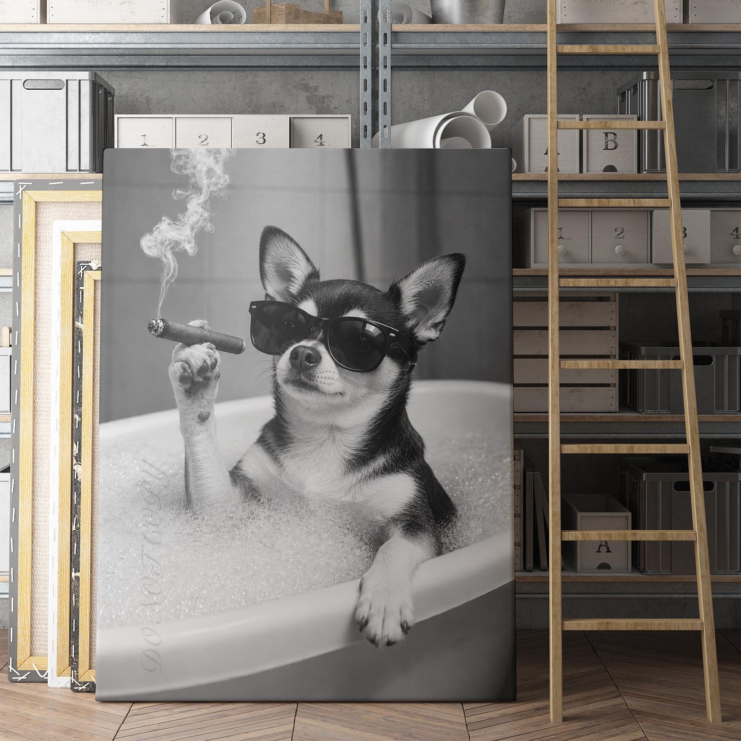 Chihuahua Dog Bathtub Cigar