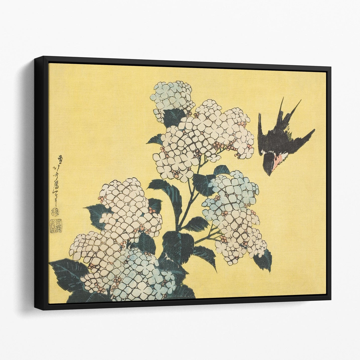Hydrangea and Swallow 1833 by Hokusai