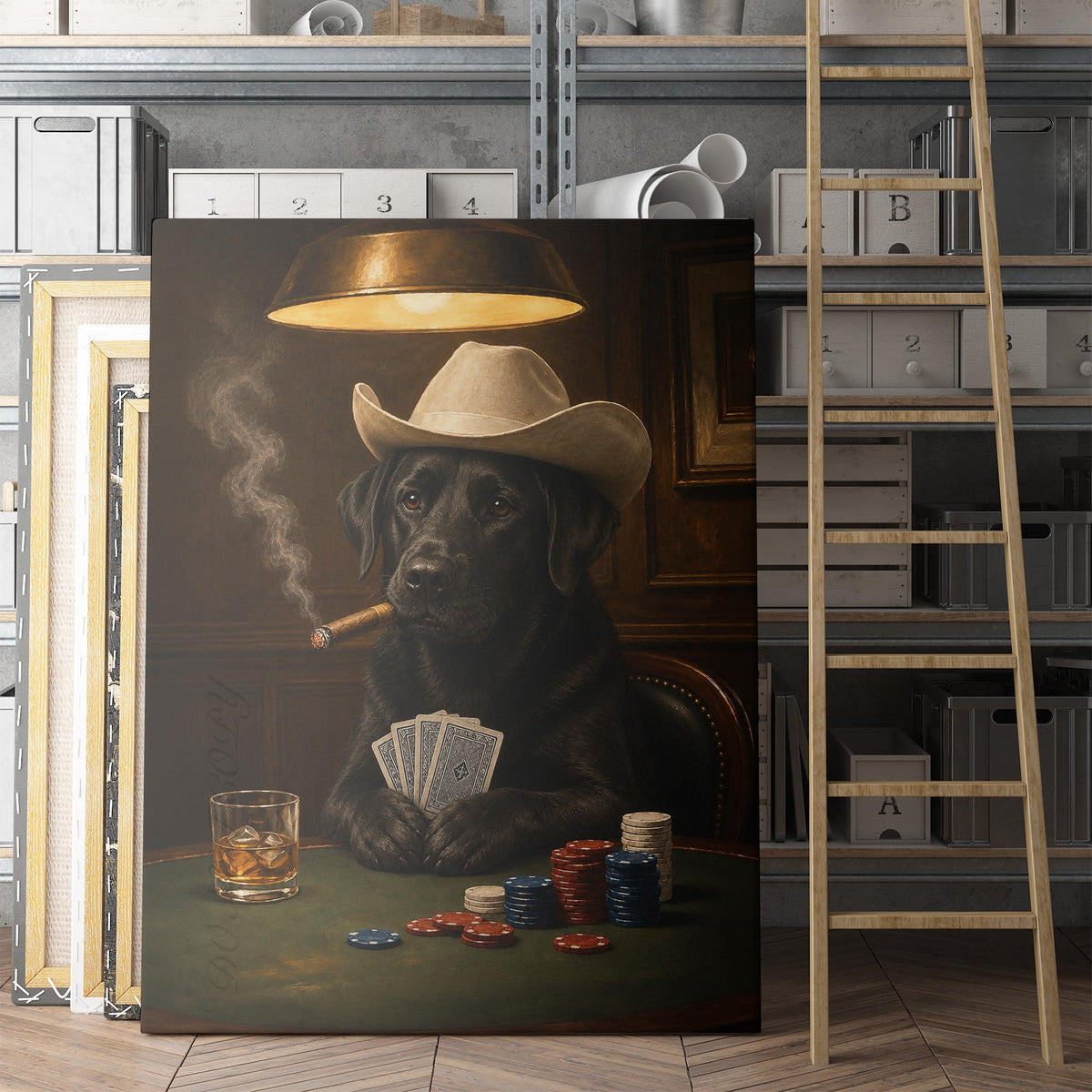 Black Labrador Dog Playing Cards