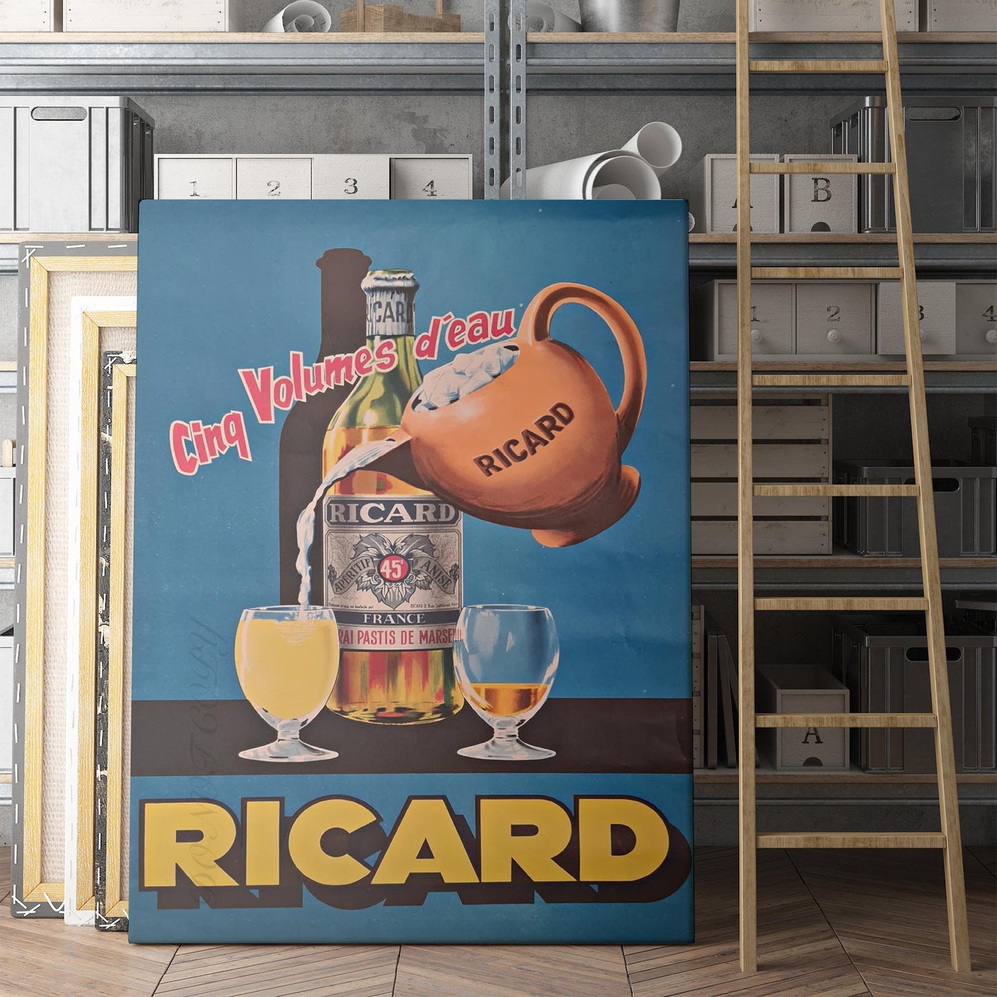 Ricard Cinq Volumes D'eau Vintage Advertising Poster