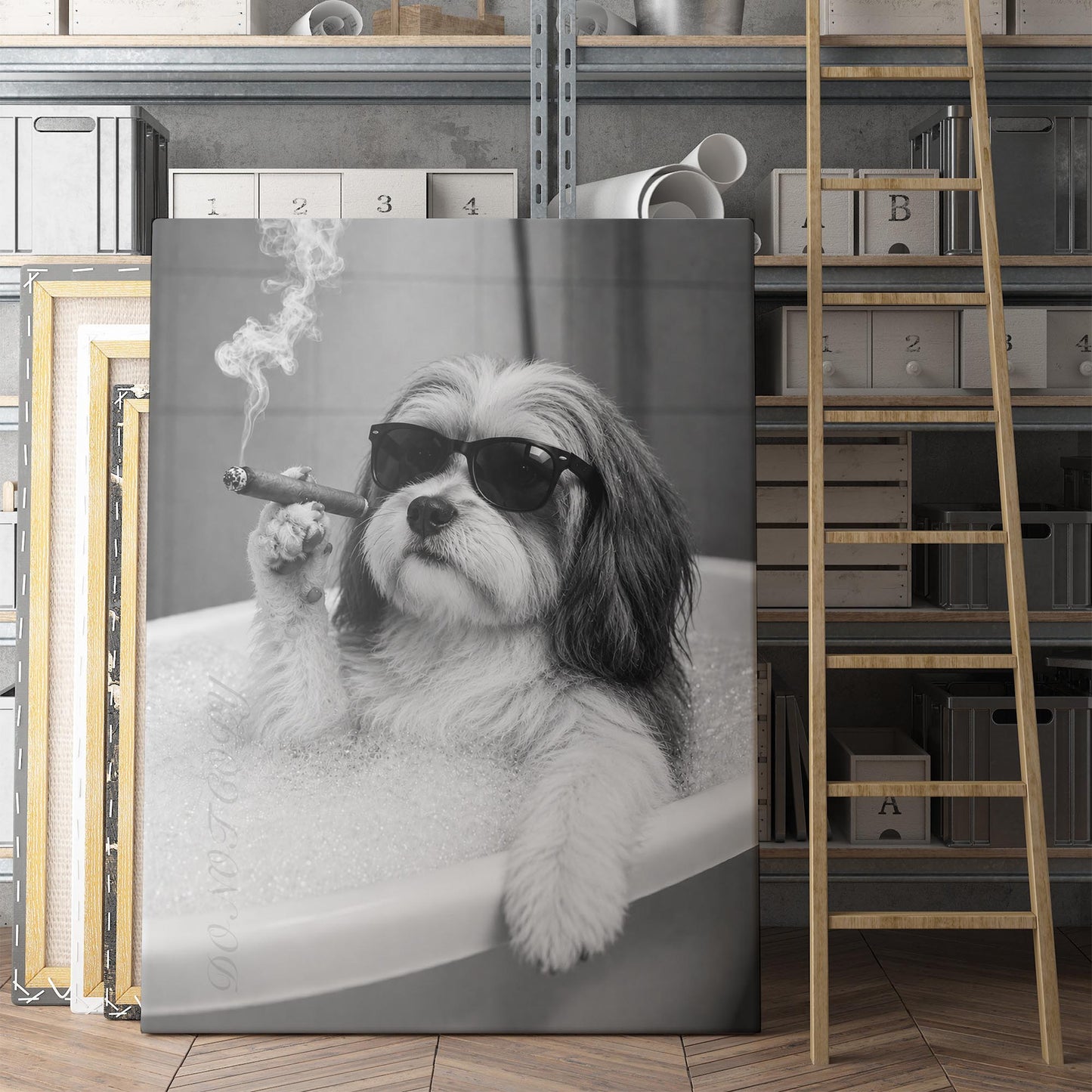 Havanese Dog Bathtub Cigar