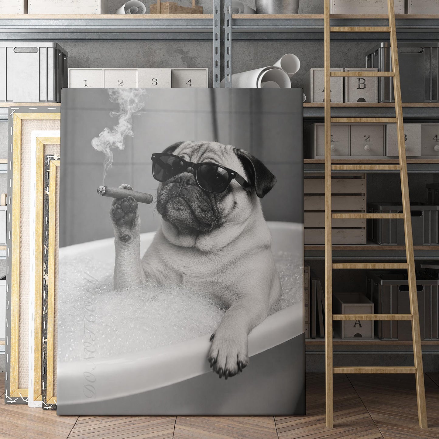 Pug Dog Bathtub Cigar