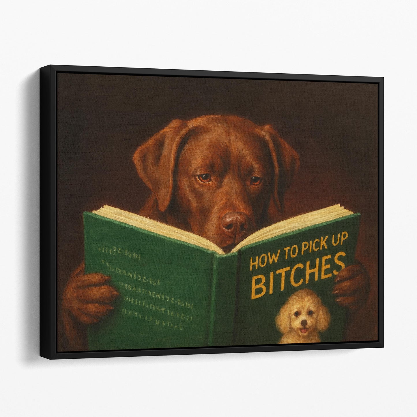 Chocolate Labrador Dog Reading Dating Book