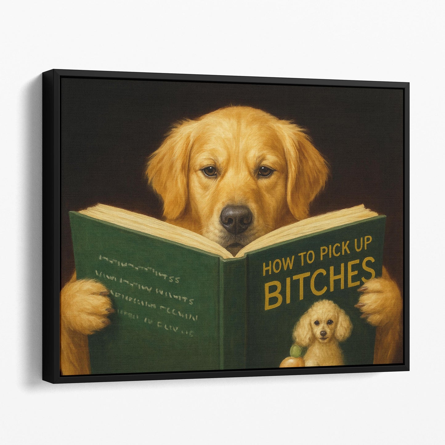 Golden Retriever Dog Reading Dating Book