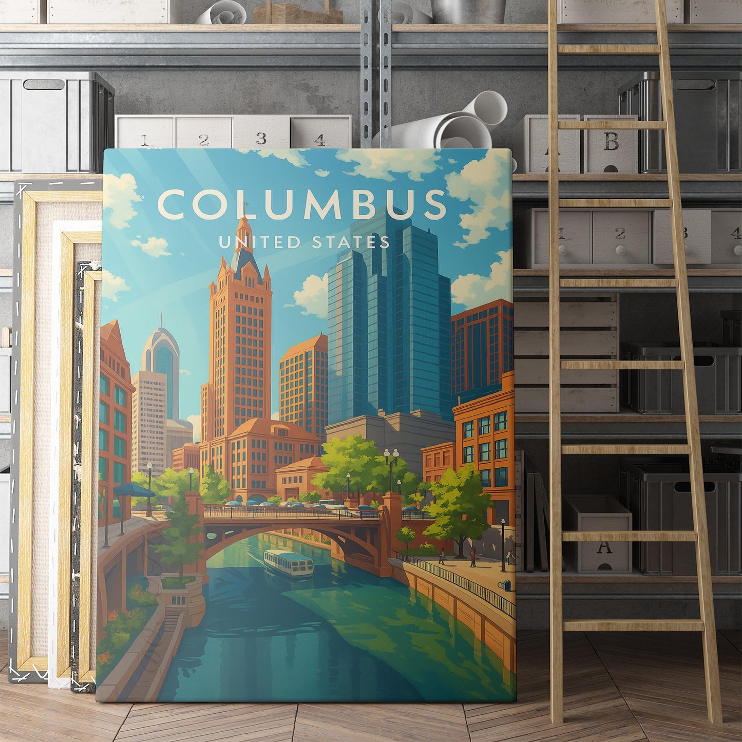Columbus Ohio Vintage Travel Poster